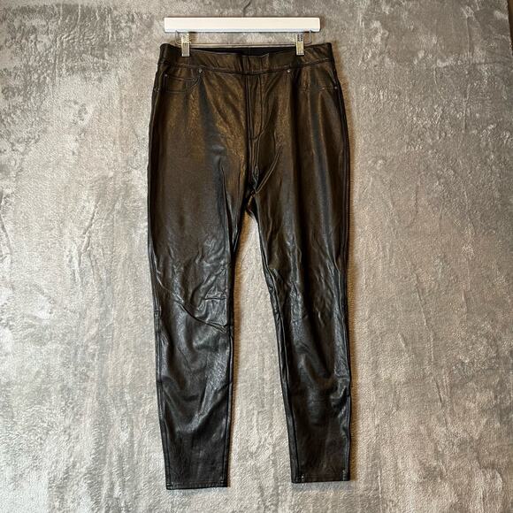 Spanx Leather-Like Ankle Skinny Pants Sz Large Black - Picture 1 of 7